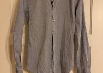 Koszula męska S Zara Slim Fit szara bawełna 100%z kołnierzykiem