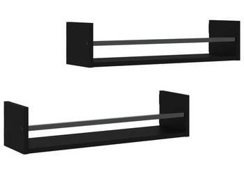 Półki ścienne z drążkami 2 szt. czarne 60x16x14 cm WM-835434