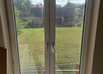 Okno drzwi balkonowe dwuskrzydłowe z moskitierą. 200x130