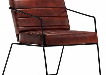 Fotel, ciemnobrązowy, skóra naturalna（SKU:284412）
