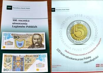 2 x Folder Banknot 100 rocznica Legionów 1000 Niepodległość