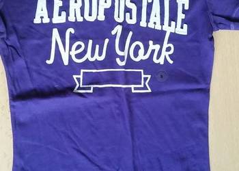 aeropostale, niebieska z poświatą fioletu, koszulka dopasowa