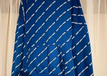 Niebieska Bluza z Kapturem Hoodie z Nadrukiem Overprint House M