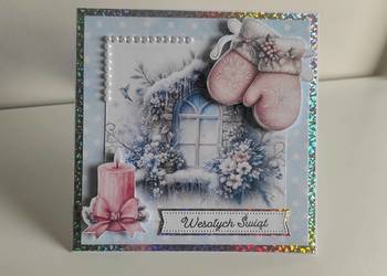 Kartka ręcznie robiona handmade świąteczna Boże Narodzenie zimowa Kartka ręcznie robiona handmade świąteczna Boże Narodzenie zimowa