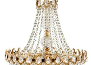 Żyrandol pozłacany Preico Leuchten kryształy Swarovski