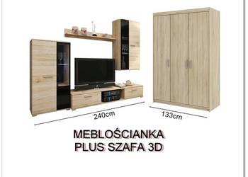 meblościanka SL plus szafa trzydrzwiowa z lustrem sonoma