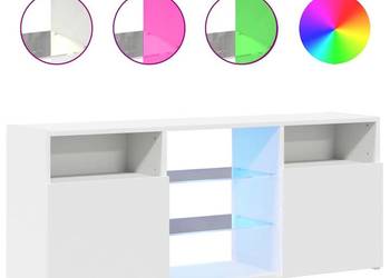 Szafka TV z oświetleniem LED, biała, 120x30x50 cm（SKU:804301）