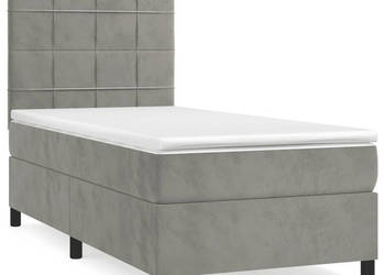 Łóżko kontynentalne z materacem jasnoszare aksamit 90x200 cm WM-3143001