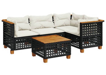 5-cz. zestaw wypoczynkowy do ogrodu poduszki czarny rattan PE WM-3261806