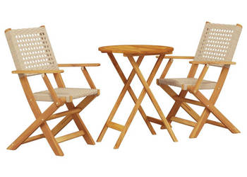 3-cz. zestaw mebli bistro beżowy rattan PE i drewno WM-3281792