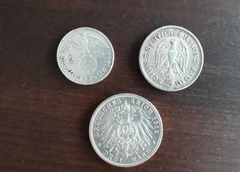 monety 2 MARK 1939r, 3 Mark 1912r, 5 Mark 1935r