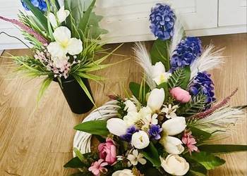 Dekoracja nagrobna na wiklinowym wianku handmade