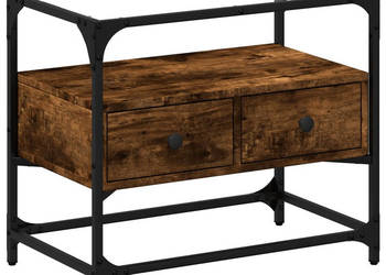 Szafka pod TV ze szklanym blatem przydymiony dąb 60x35x51 cm WM-846056