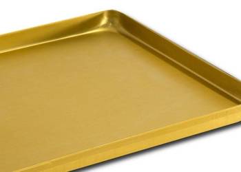 Taca wystawowa tłoczona aluminiowa 4 ranty, kolor złoty, wymiar: 40x30x2 cm