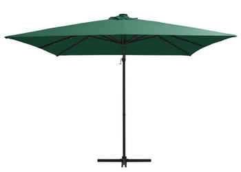 Parasol wiszący z LED i stalowym słupkiem 250x250 cm zielony WM-46993