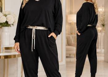 Komplet damski - bluza z długim rękawem + spodnie, plus SIZE biust 130cm