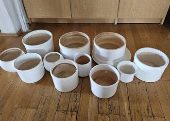 Doniczki ceramiczne, białe 11 szt.