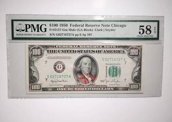Banknot USA 100 $ 1950 PMG 58 Federal Reserve Chicago Banknot USA 100 $ 1950 PMG 58 Federal Reserve Chicago