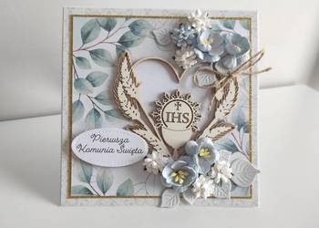 Kartka ręcznie robiona na Komunię Świętą w pudełku 3
