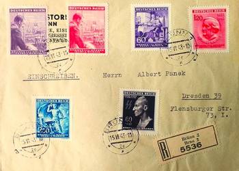 CZECHY i MORAWY 1943-HEYDRICH-koperta polecona.Gratis wysyłka!