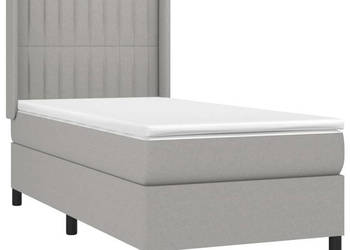 Łóżko kontynentalne z materacem jasnoszare tkanina 100x200cm WM-3138453