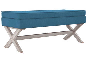 Stołek ze schowkiem niebieski 110x45x49 cm aksamit WM-344524