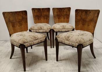 krzesło krzesła vintage art Deco design Halabala orzech siedzisko sprężyny