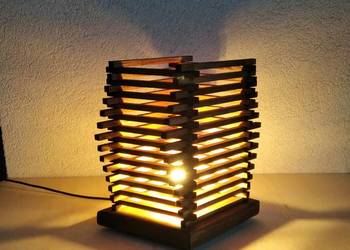 Hand made ozdoba oryginalna lampka nocna drewno kolor dąb