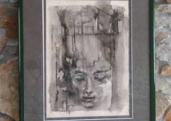 OBRAZ , MALARSTWO , PORTRET , ARTYSTA , MIESZANINA TUSZU  ,