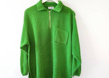 Zielony sweter Oversize Vintage Zamek Zip 40 42 44