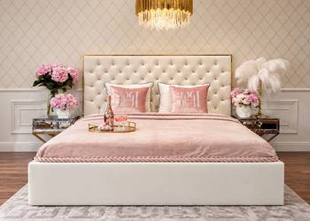 Łóżko glamour złote ze stelarzem  200x200