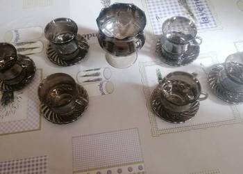 Serwis do kawy lub herbaty platerowany srebrem dla 6 osób.Zestaw kawowy.