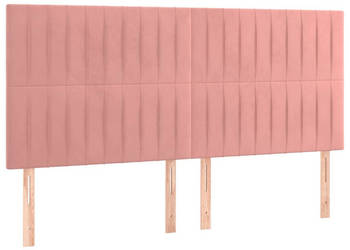 Zagłówek do łóżka z LED różowy 200x5x118/128 cm aksamit WM-3122733