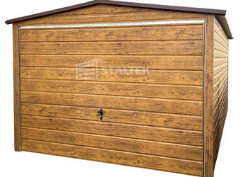 Garaż blaszany 3x5m Brama uchylna drewnopodobny dach ST155