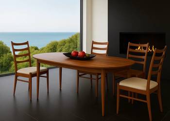 4 Krzesła drewniane Roche Bobois, lata 60. – styl vintage