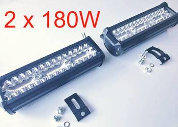 2 x 180W Lampy LED dalekosiężna i rozproszona. 6000k 18000Lm
