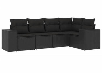 5-cz. zestaw wypoczynkowy do ogrodu poduszki czarny rattan PE WM-3254862