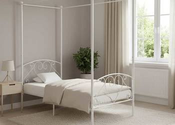 vidaXL Rama łóżka z baldachimem, biała, metalowa(SKU:284426)