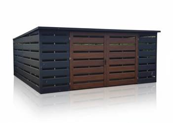 Wiata Panelowa Śmietnikowa 5×5 m Ciemny Grafit + Ciemny Orzech