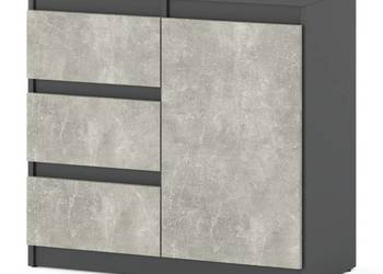 Komoda Do Salonu Sypialni 3 Szuflady Agnes Nowoczesna 80cm Szary Mat Beton