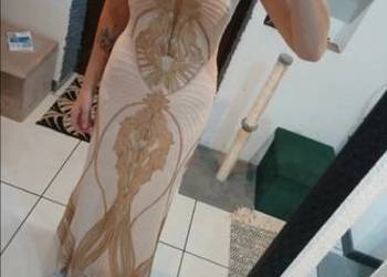 Długa piękna sukienka cekiny złoto M