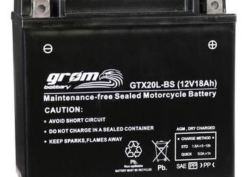 Akumulator motocyklowy GROM GTX20L-BS 12V 18Ah 270A P+