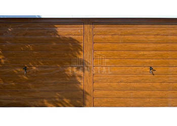 Garaż blaszany 6x6m 2x brama uchylna drewnopodobny dach TS1321