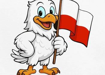 Ekologiczne body niemowlęce z długim rękawem Orzełek z flagą Polski Polska