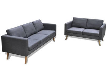 Zestaw sof: 2-osobowa i 3-osobowa materiałowe ciemnoszare WM-272194