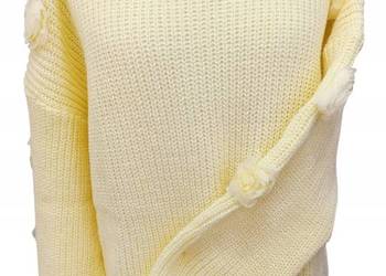 Sweter damski oversize z różyczkami gruby mięsisty biust 132 cm