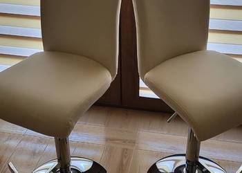 Stołki barowe, hokery Bardo 2 szt białe, ekoskóra