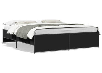 Rama łóżka czarna materiał drewnopochodny i metal 200x200 cm WM-3279867