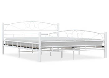 Łóżko Metalowe Białe Rama Łóżka Ze Stelażem Biała 160 x 200 cm WM-285304