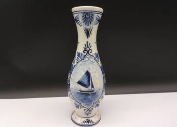 Ręcznie malowany wazon Delft Blue – Holandia, żaglówka